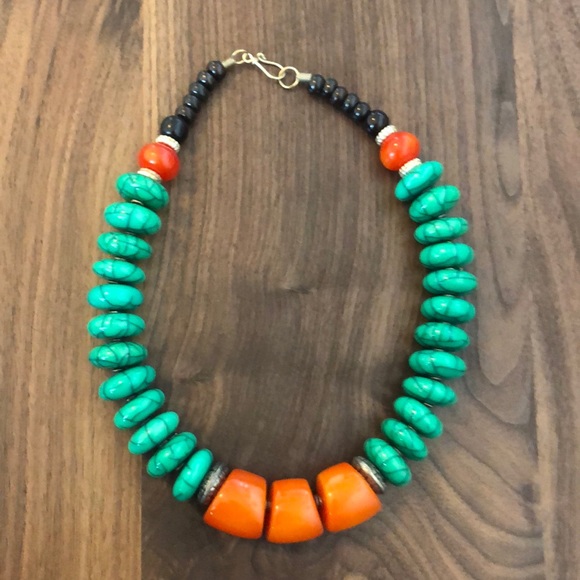 Statement Necklace green and orange - Picture 1 of 1